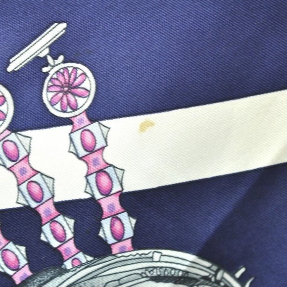 HERMES Carre 90 Scarf "parmi les fleurs je compte les heures" Silk Navy - Picture 3 of 13